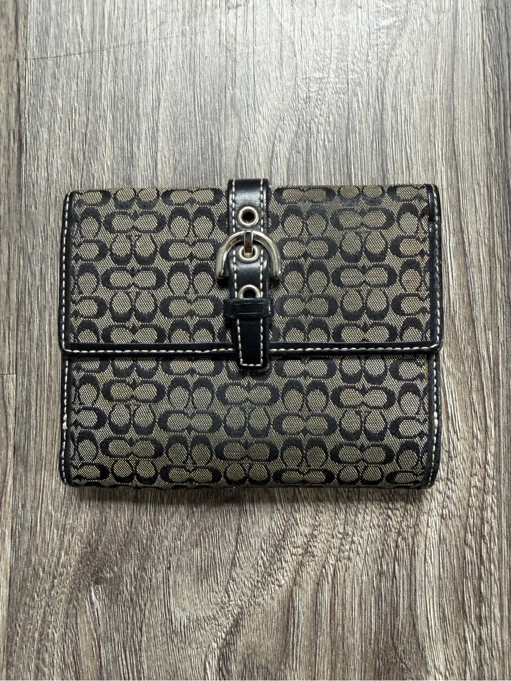 Y2K Coach Signature Print Wallet Black canvas & leather